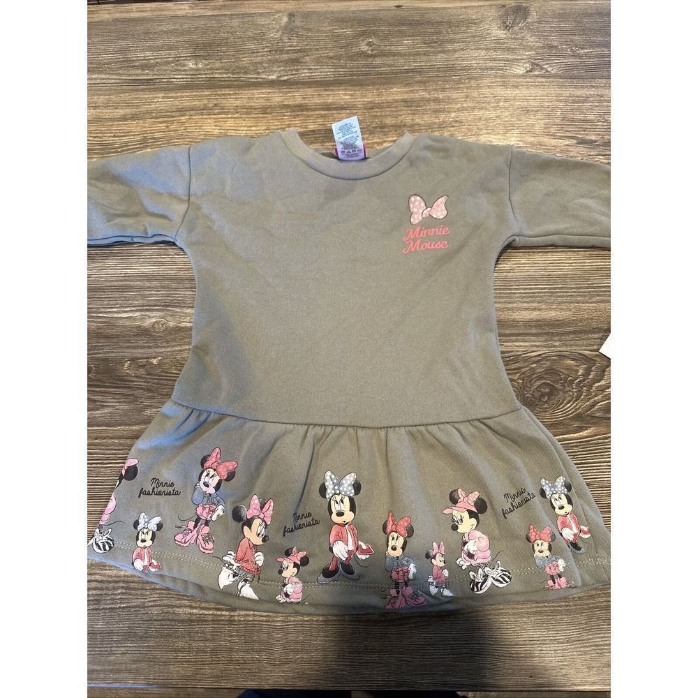 Toddler Girls' Minnie Mouse Printed Sweatshirt Dress - Green 18M. NWT. Y
